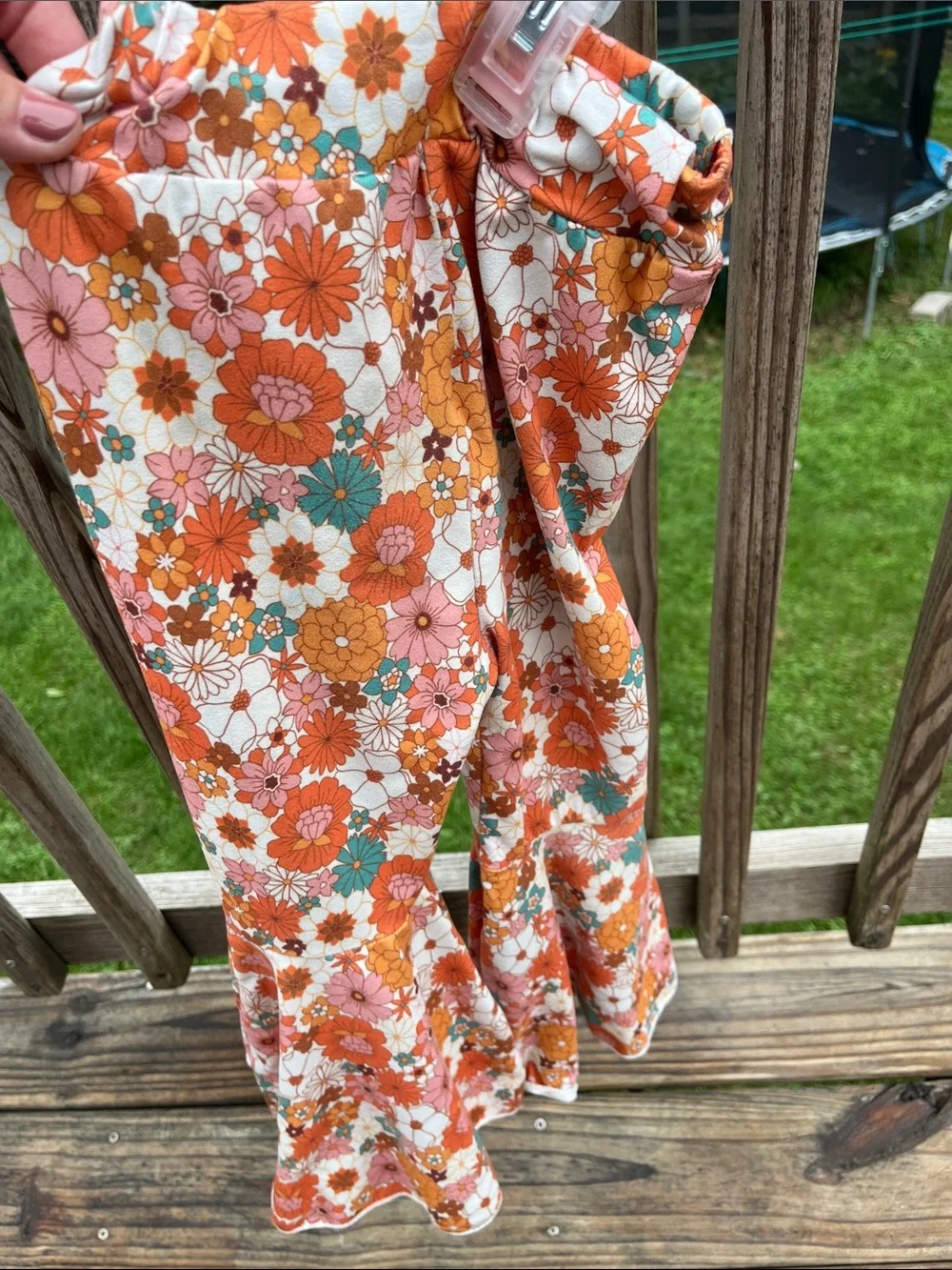Source Unknown Retro Floral Leggings - Orange, Pink & Teal Rodeo flare leggings